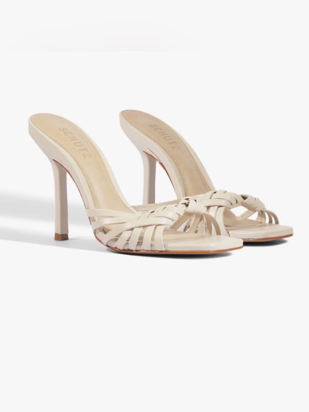 NEW: SCHUTZ Braided Leather Heel Mule